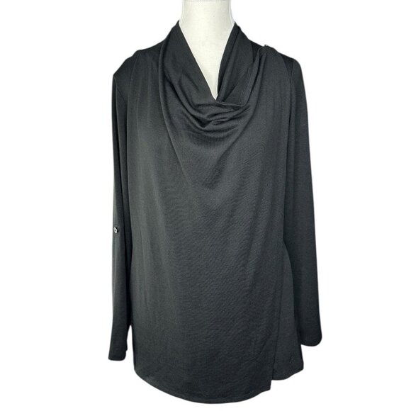 Betabrand Women's NWT Black Liz Wrap Tunic Roll Tab‎ Sleeve Sweater S/C38 - Picture 1 of 13